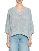 pullover scollo v fettuccia azzurro polvere - roberto collina - pullover