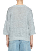 pullover scollo v fettuccia azzurro polvere - roberto collina - pullover