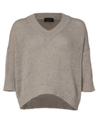 pullover scollo v fettuccia grigio - Frida SRL