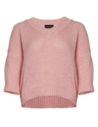 pullover scollo v fettuccia rosa - roberto collina - pullover