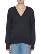 pullover scollo v lana antracite - roberto collina - pullover