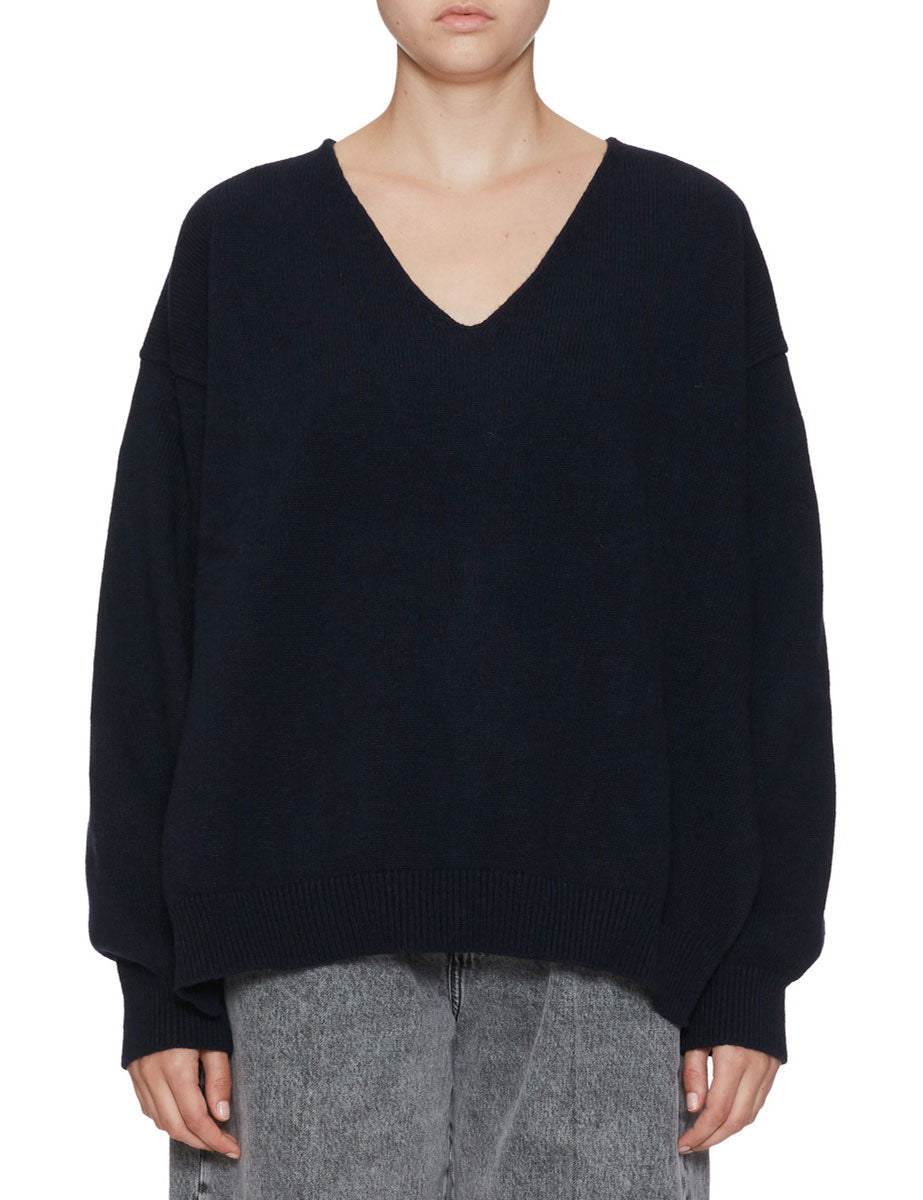 pullover scollo v over blu - jei-o - pullover