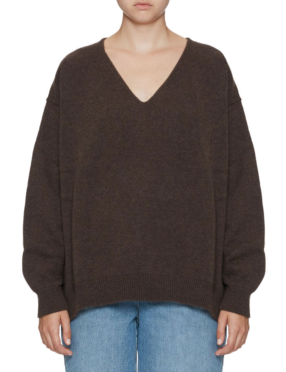 pullover scollo v over caffe - jei-o - pullover