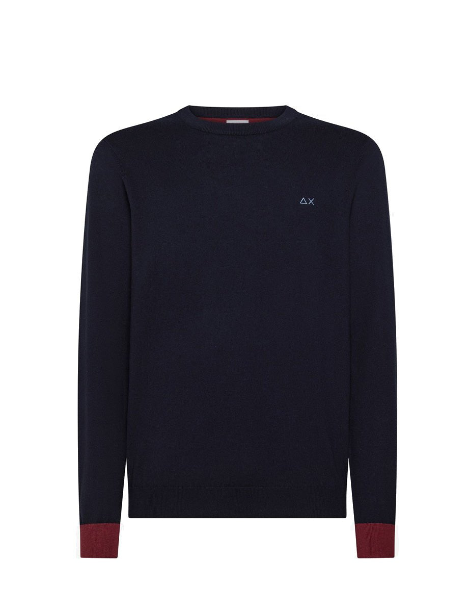pullover toppe lana cotone blu navy - sun68 - pullover