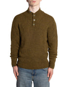 pullover tre bottoni lana alpaca verde militare - bob - pullover