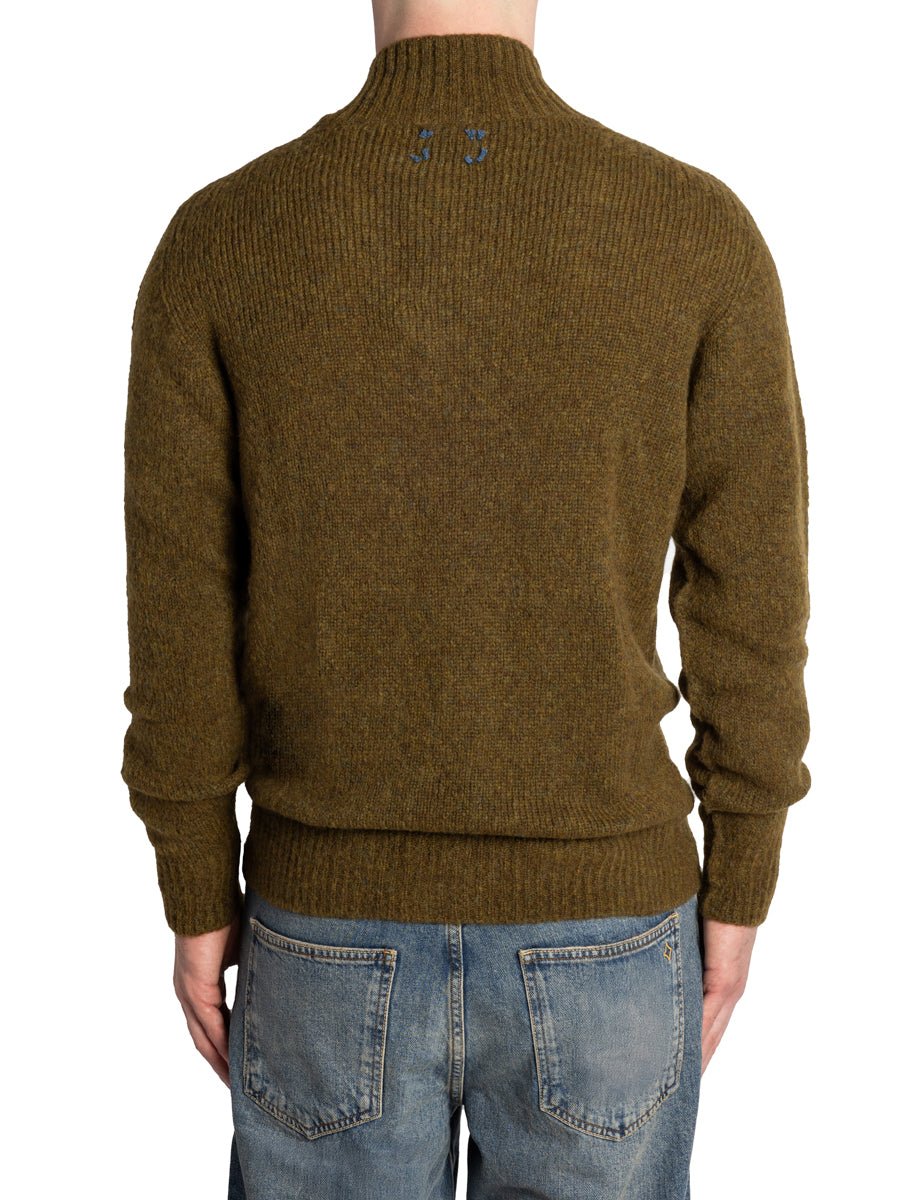 pullover tre bottoni lana alpaca verde militare - bob - pullover