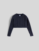 pullover trecce cropped blu - aspesi - pullover