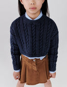 pullover trecce cropped blu - aspesi - pullover