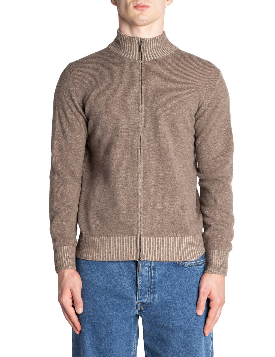 pullover zip marrone castagna - jurta - pullover