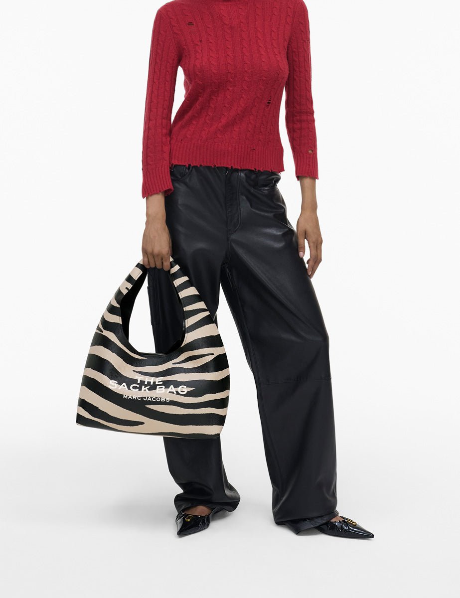 sack bag leather zebrato black white - Frida SRL