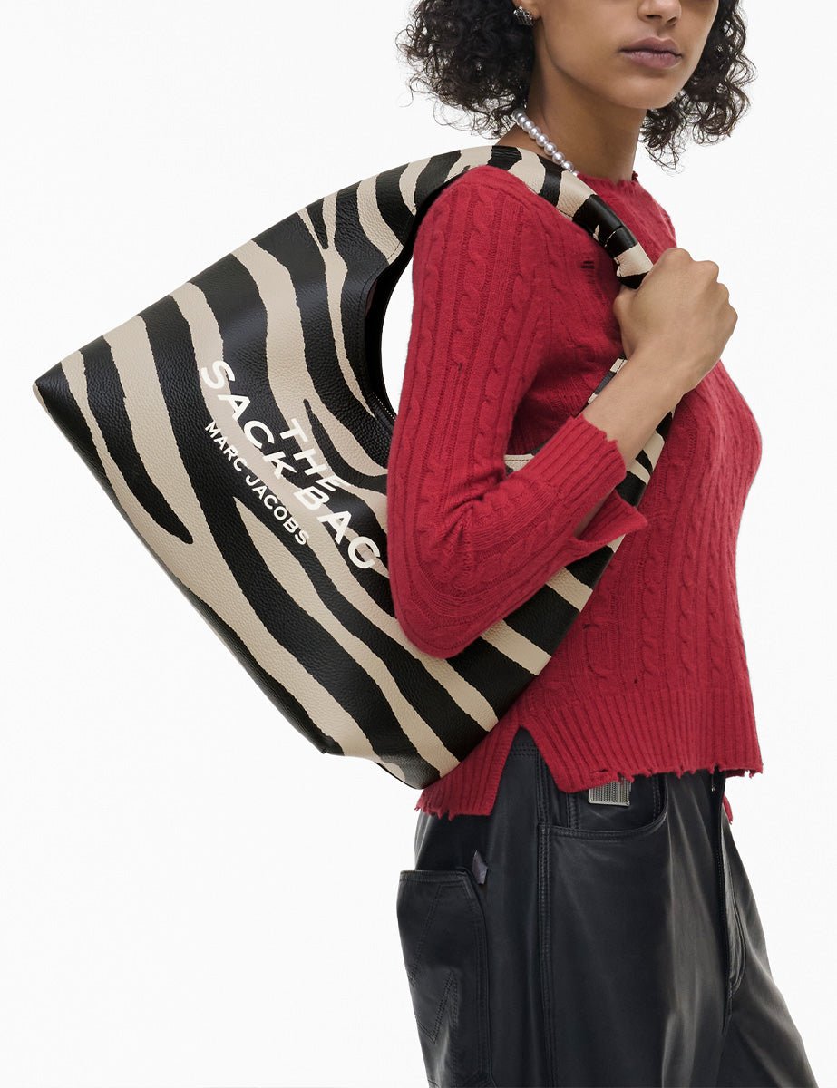 sack bag leather zebrato black white - marc jacobs - shopper