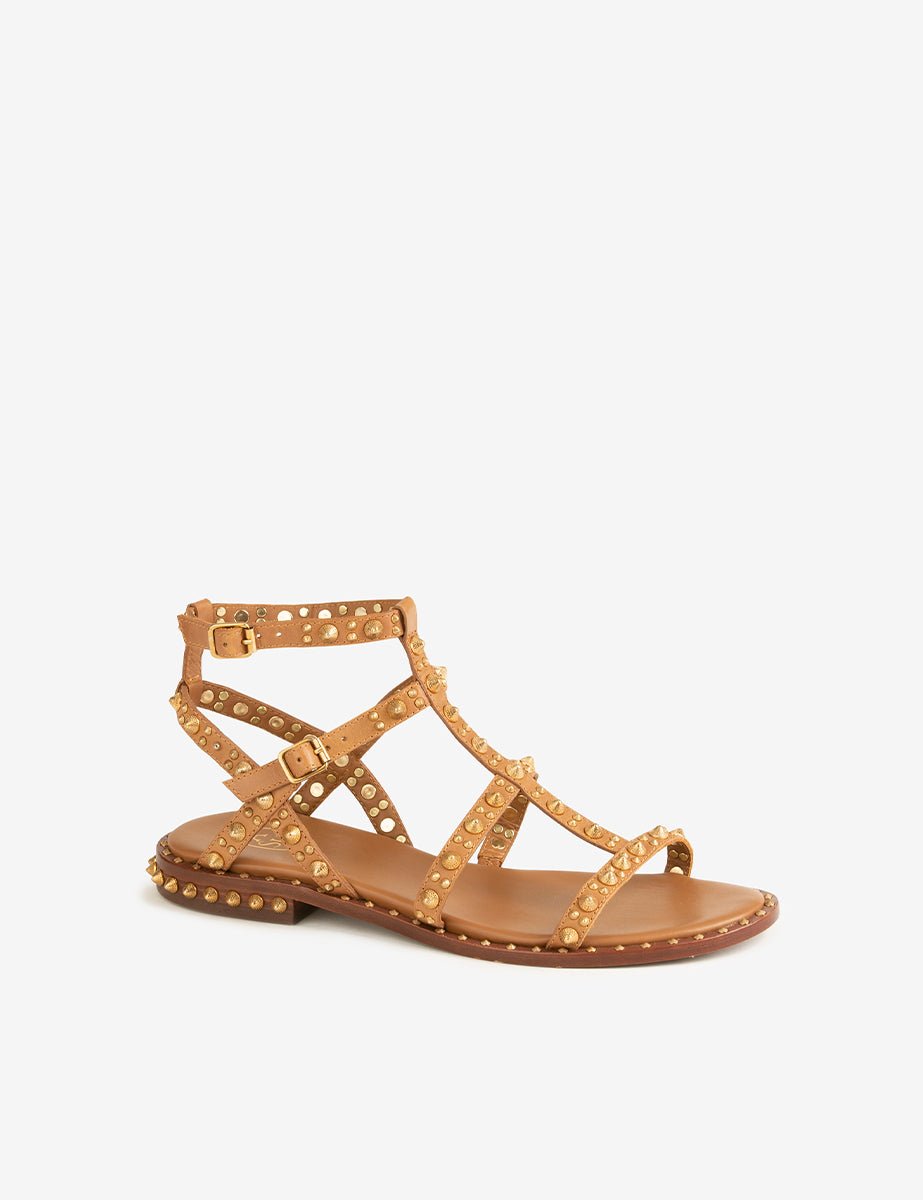 sandalo borchie cuoio - ash - flat