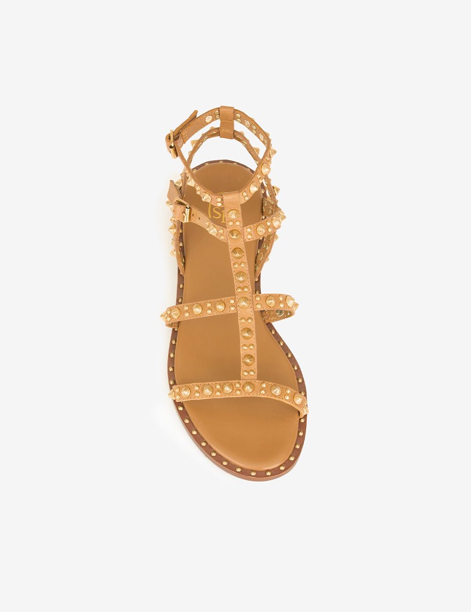 sandalo borchie cuoio - ash - flat