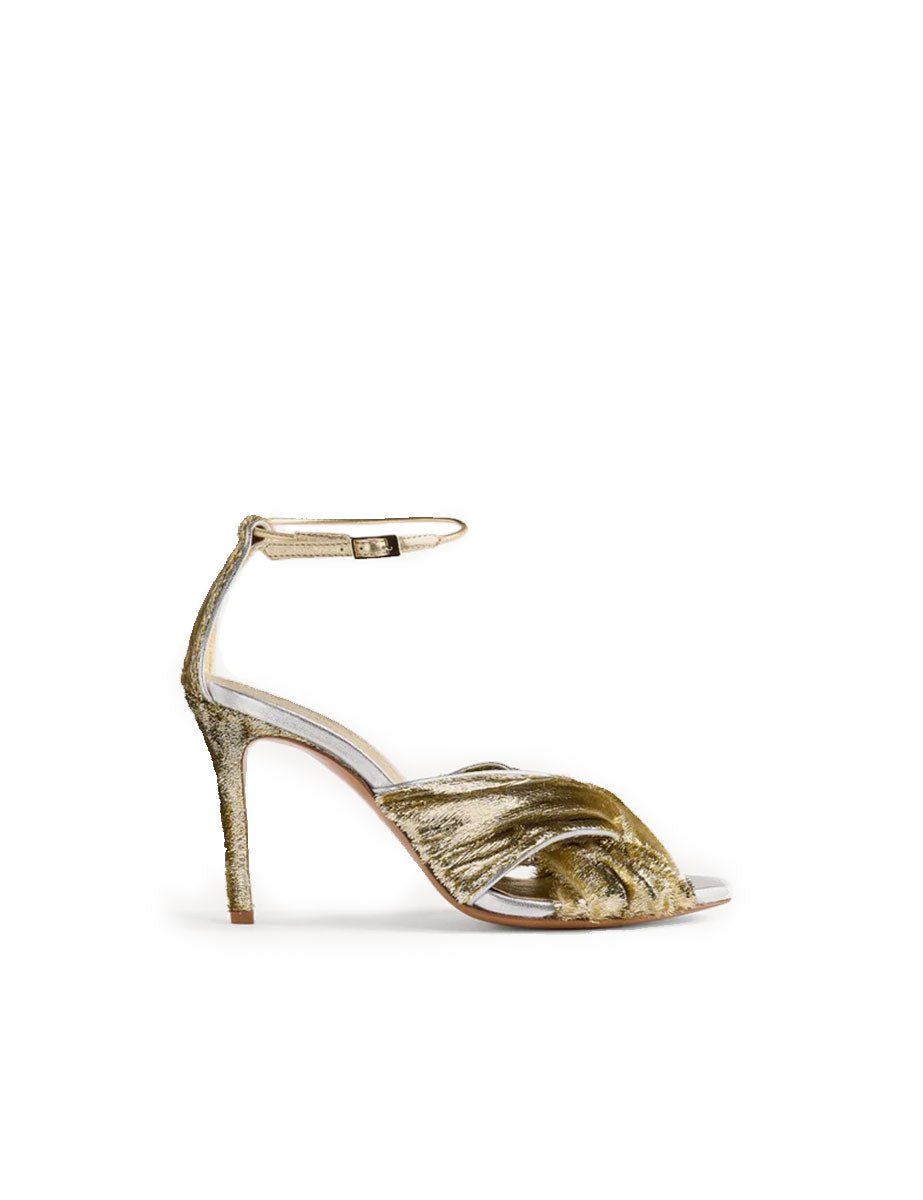 sandalo cinturino luxury velluto oro - forte forte - sandalo tacco