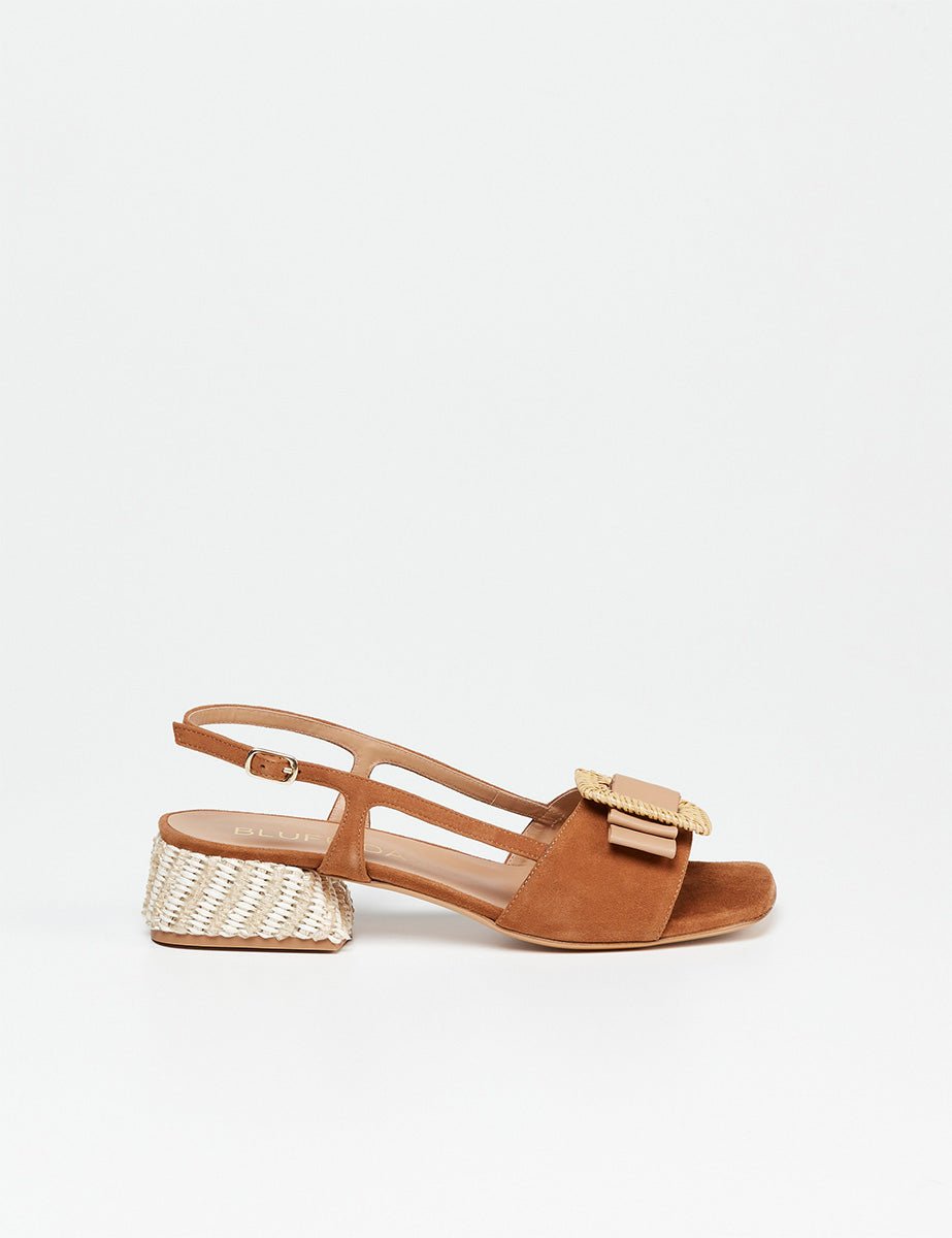 sandalo fiocco cuoio - blufrida - sandalo tacco