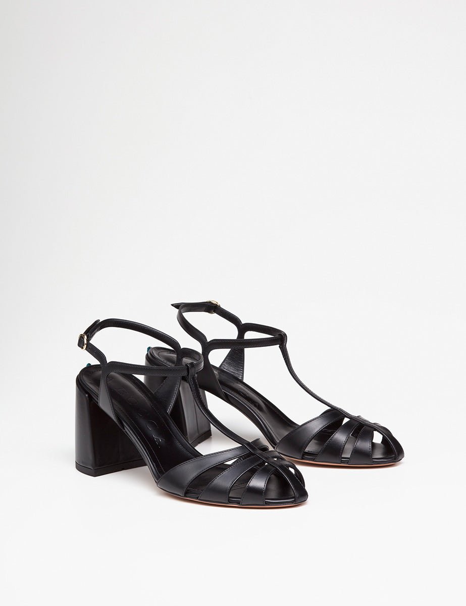 sandalo gabbia nero - a.bocca - sandalo tacco