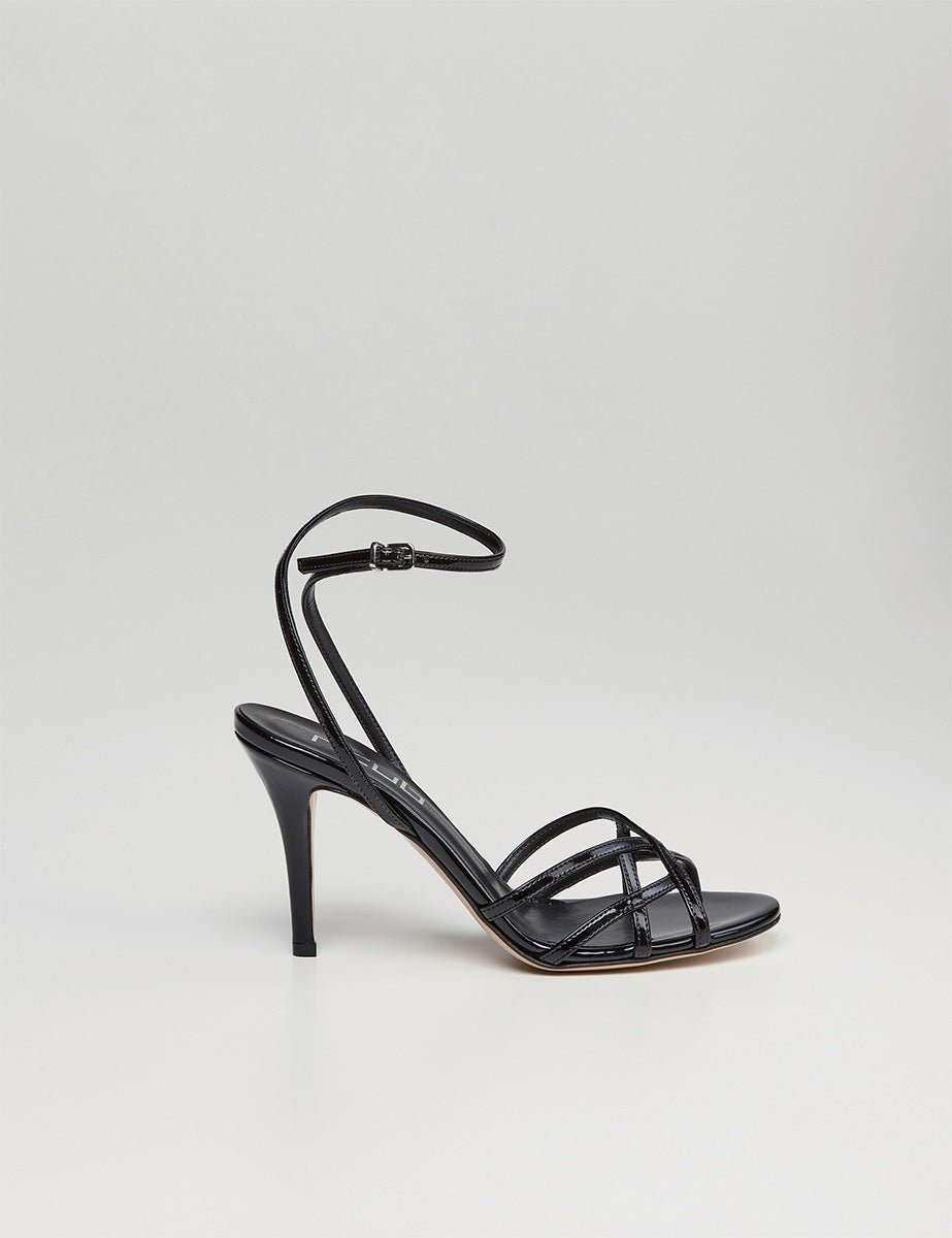 sandalo gabbietta vernice nero - ncub - sandalo tacco