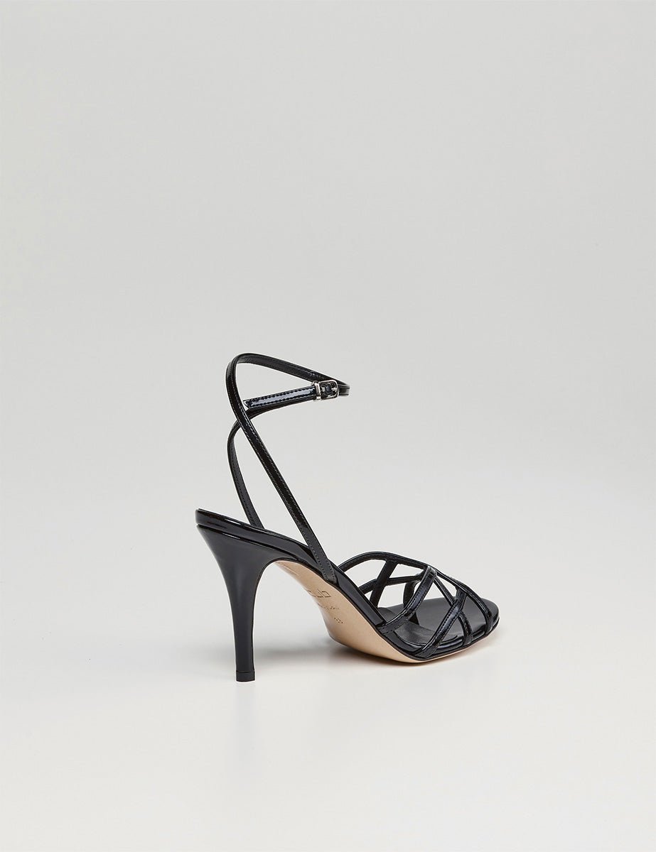 sandalo gabbietta vernice nero - ncub - sandalo tacco