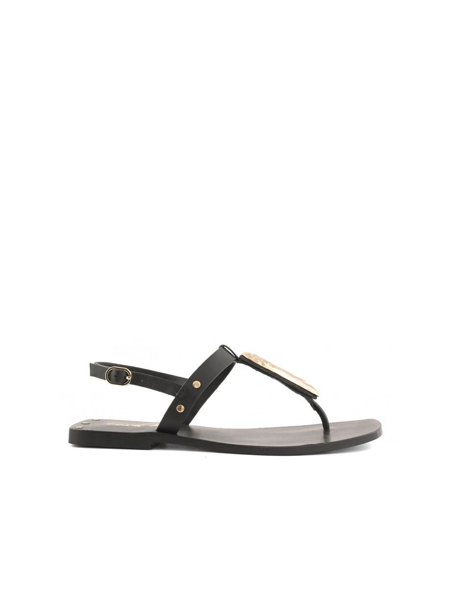 sandalo infradito metal plate black - coral blue - infradito