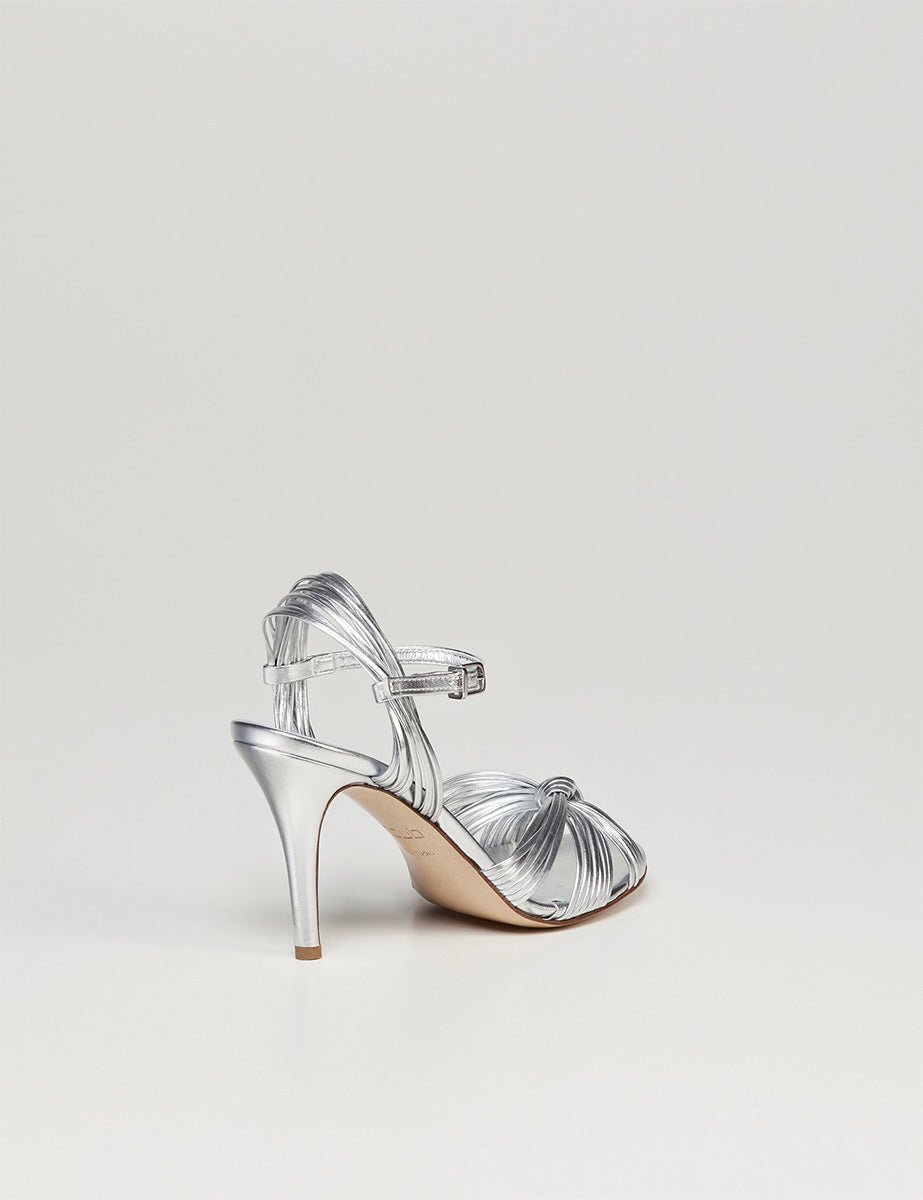 sandalo laminato argento - ncub - sandalo tacco