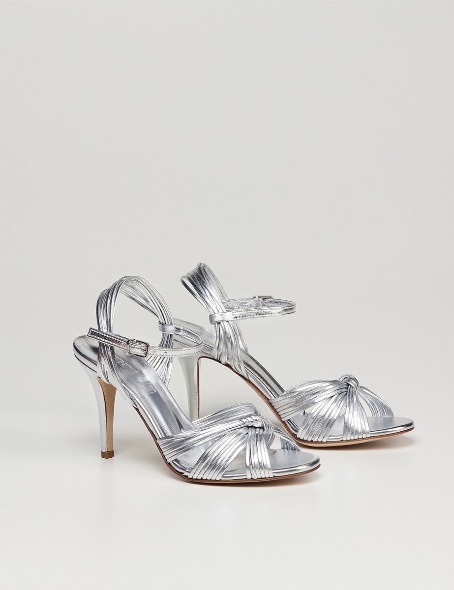 sandalo laminato argento - ncub - sandalo tacco