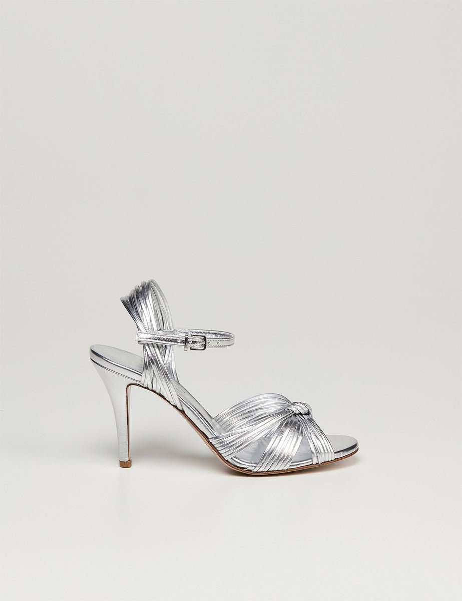 sandalo laminato argento - ncub - sandalo tacco