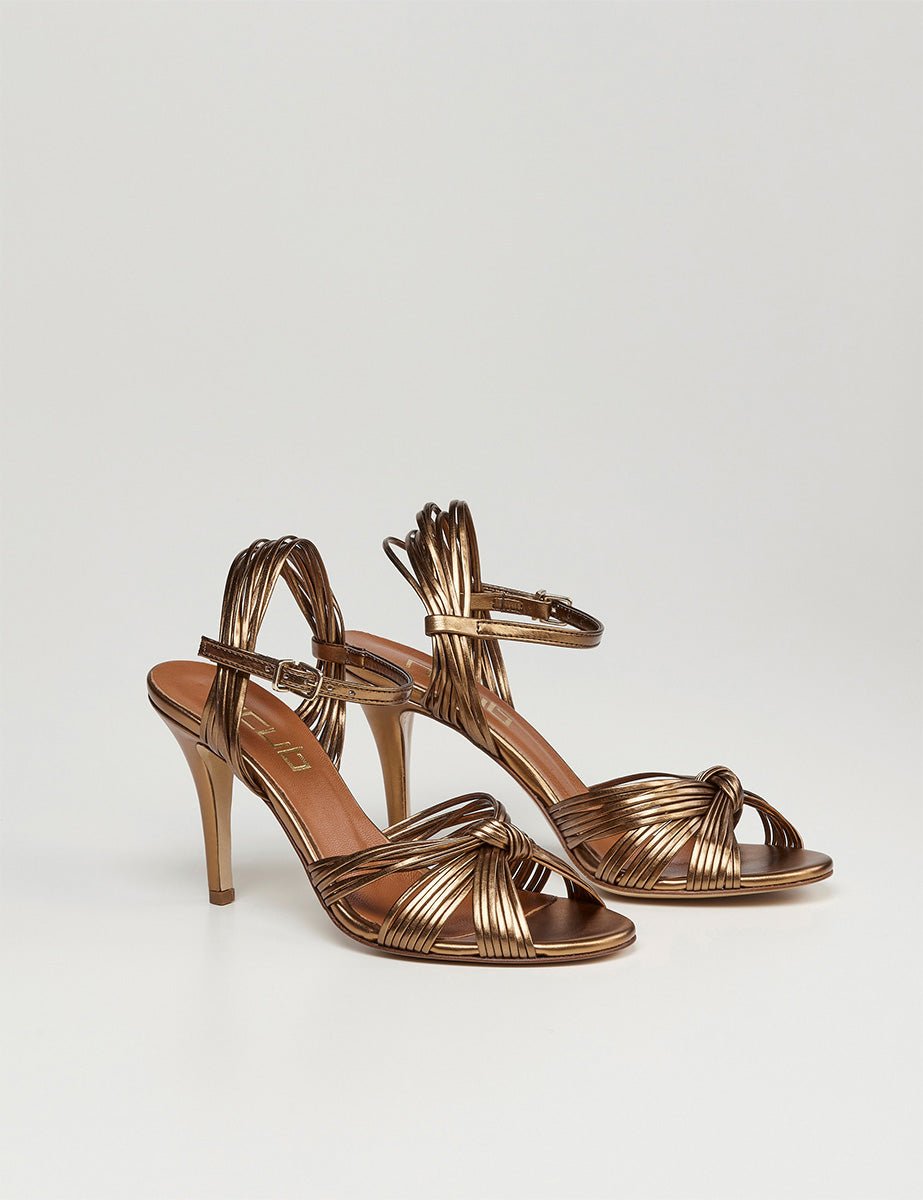 sandalo laminato bronzo - ncub - sandalo tacco