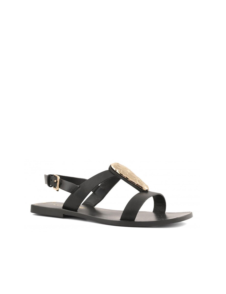sandalo metal plate black - coral blue - flat