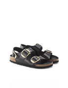 sandalo milano big buckle shine nero - Frida SRL