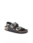 sandalo milano big buckle shine nero - Frida SRL