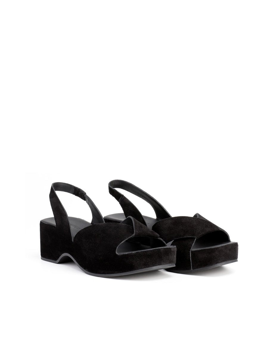 sandalo platform flat nero - del carlo - platform