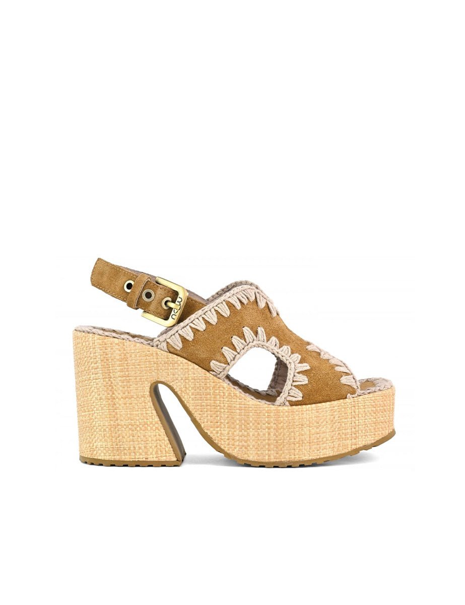 sandalo raffia platform cognac - mou - zoccolo