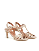sandalo raso pelle champagne - Frida SRL