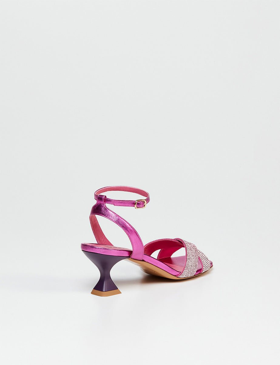 sandalo strass fuxia - blufrida - sandalo tacco