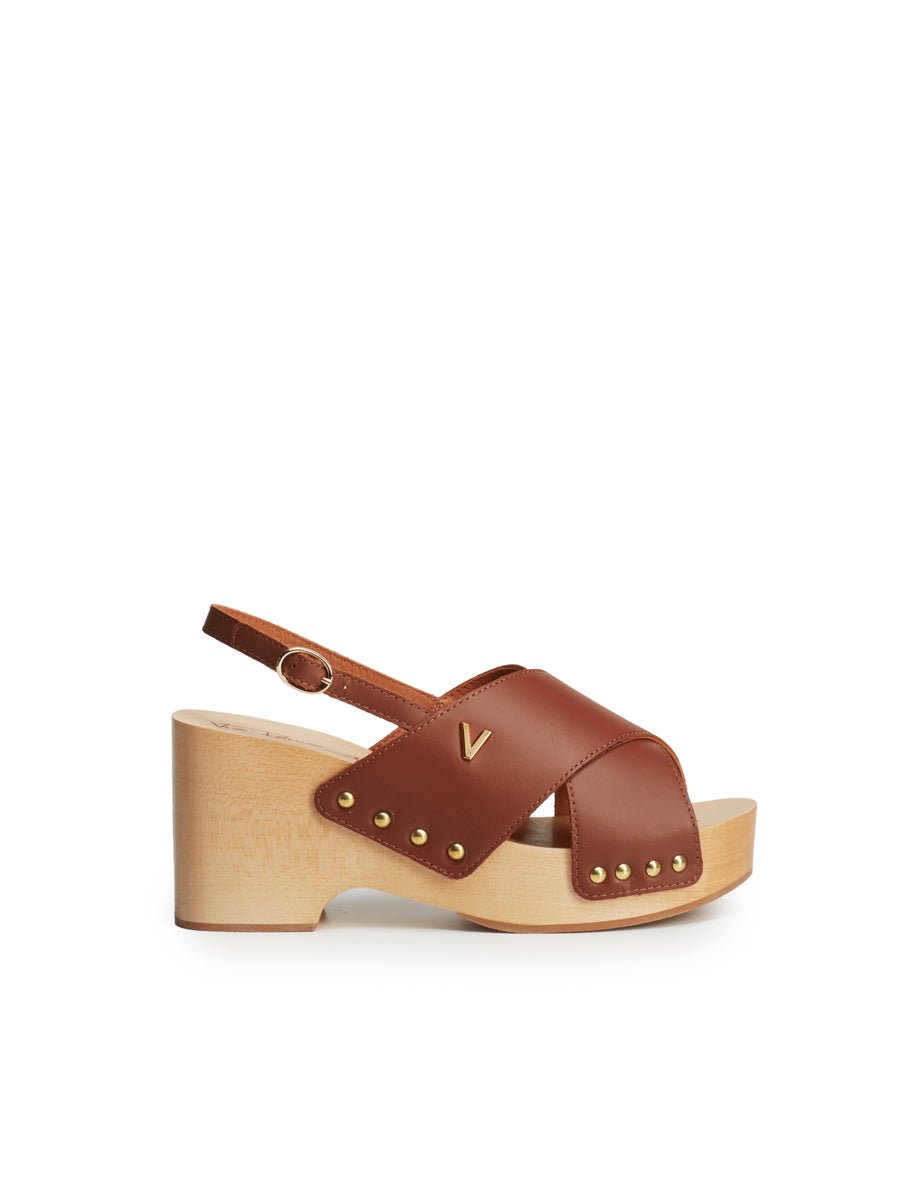 sandalo zoccolo legno cuoio - viaroma15 - zoccolo