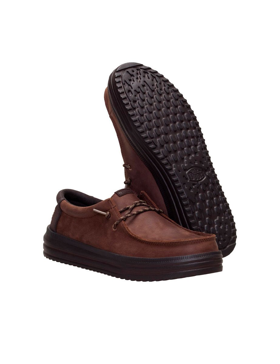 scarpa stringata tumbled marrone cioccolato - hey dude - sneaker