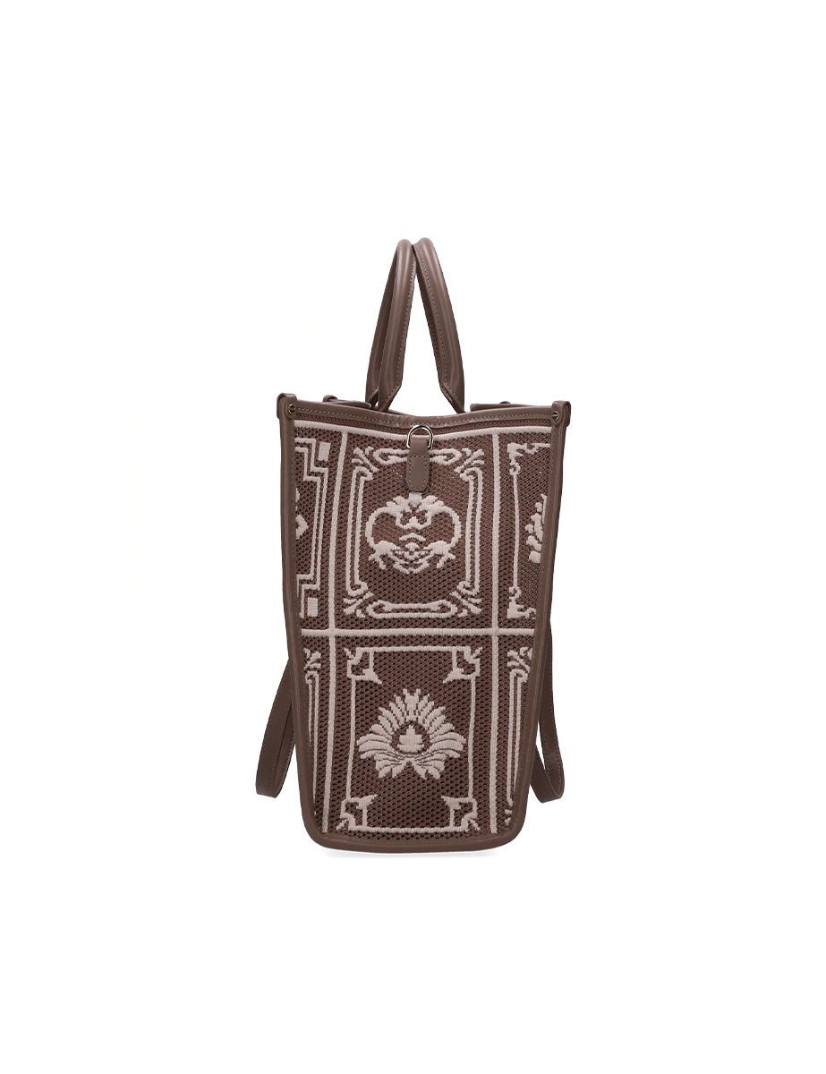 shopper atena grande lhasa marrone bianco - my best bag - shopper