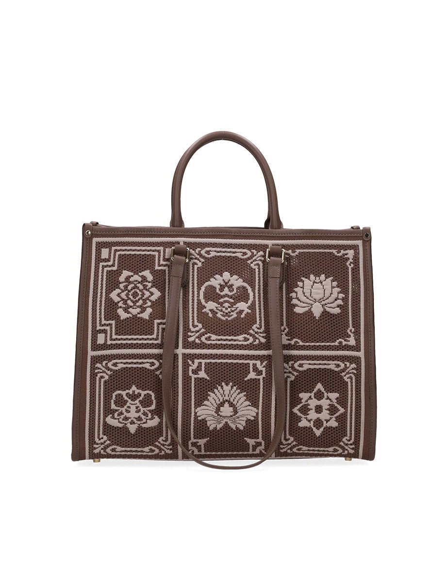 shopper atena grande lhasa marrone bianco - my best bag - shopper