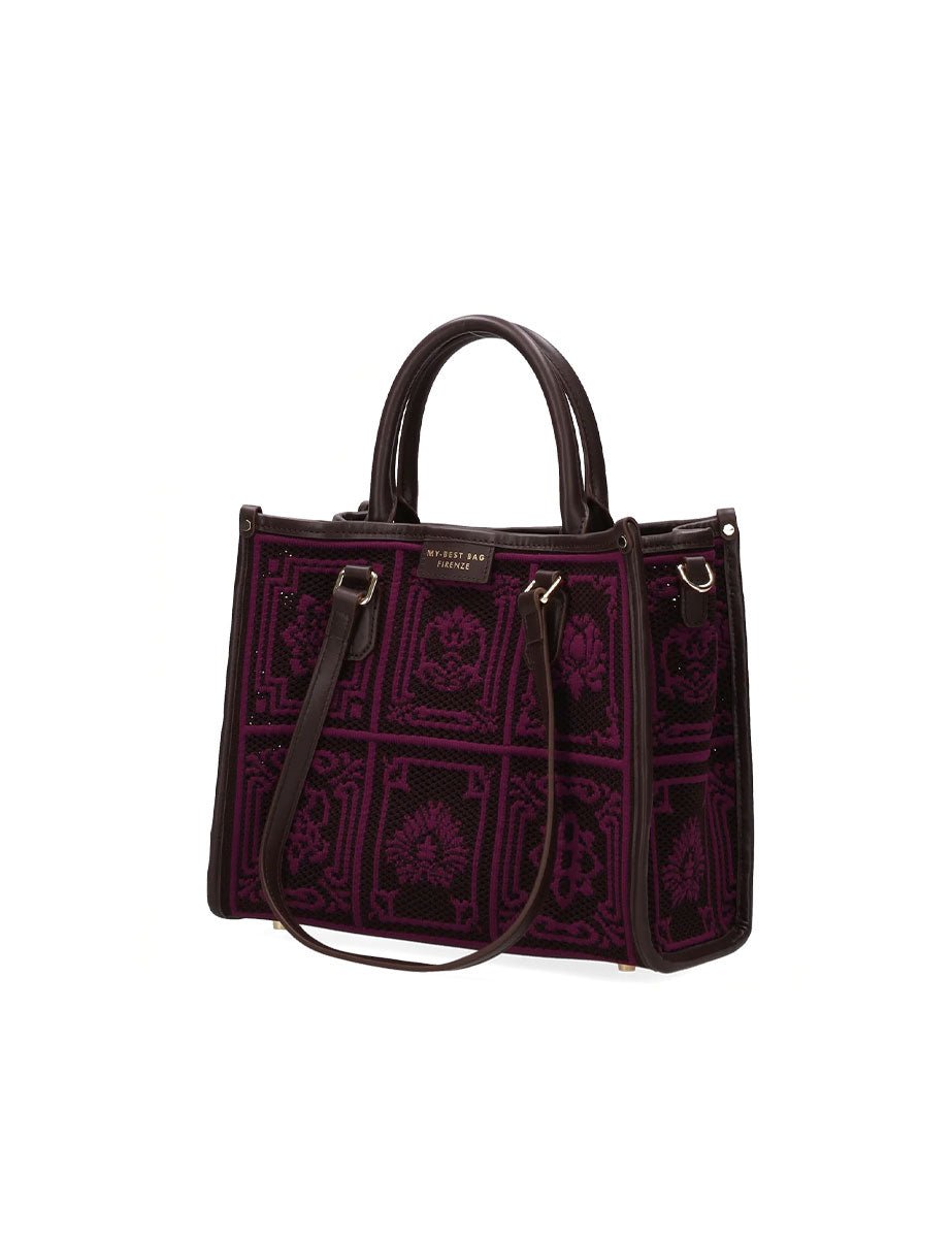 shopper atena piccola lhasa marrone viola - my best bag - shopper