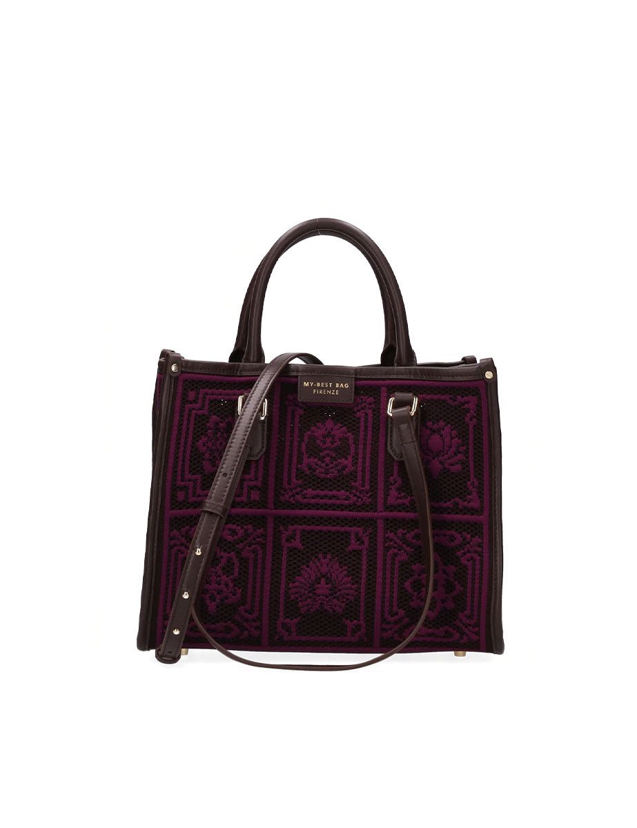 shopper atena piccola lhasa marrone viola - my best bag - shopper