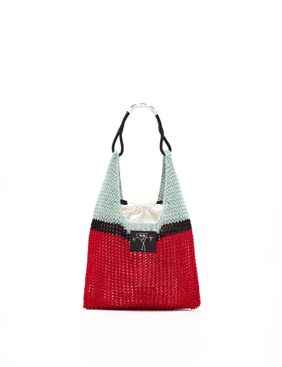 shopper bag rete acqua nero papavero - plan c - shopper