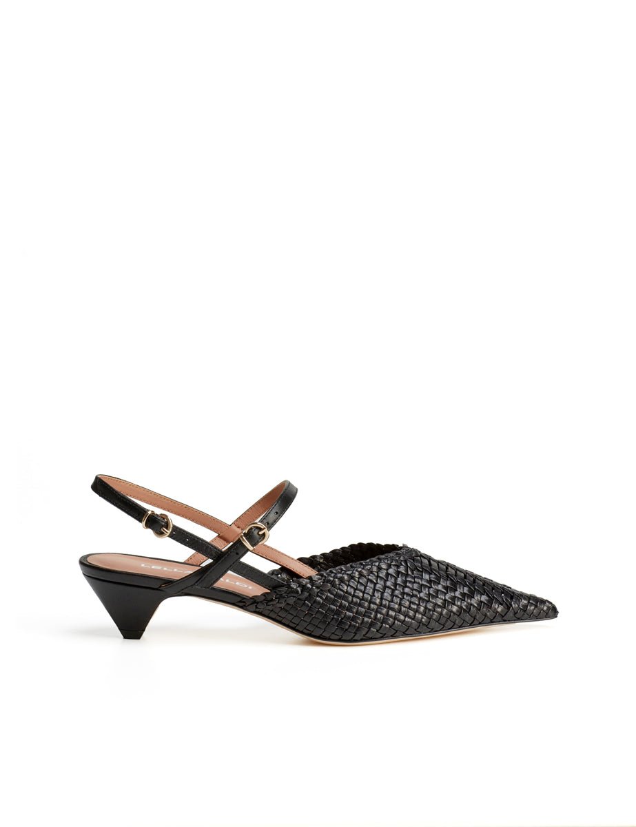 slingback cinturini intreccio nero - Frida SRL