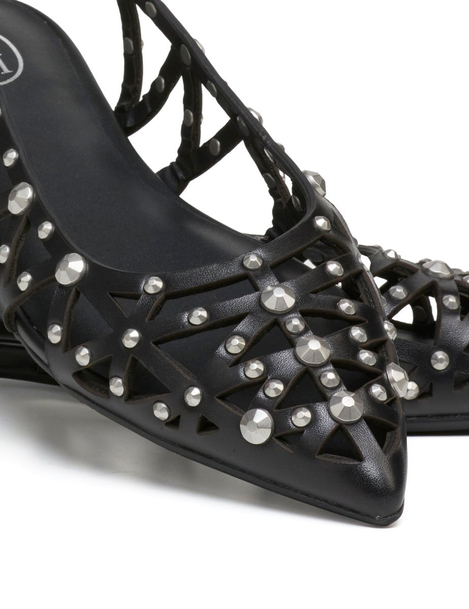 slingback flat borchie black - Frida SRL