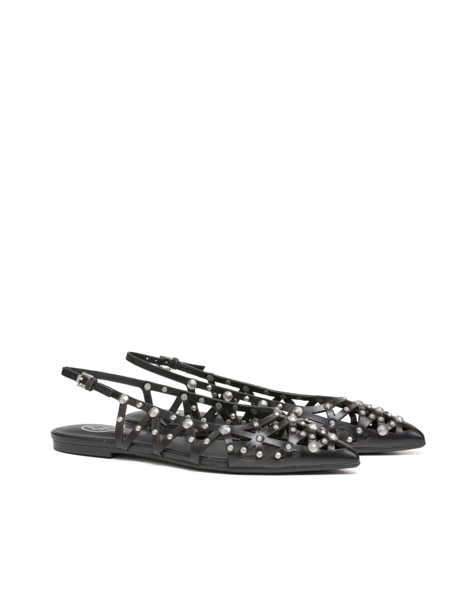 slingback flat borchie black - Frida SRL