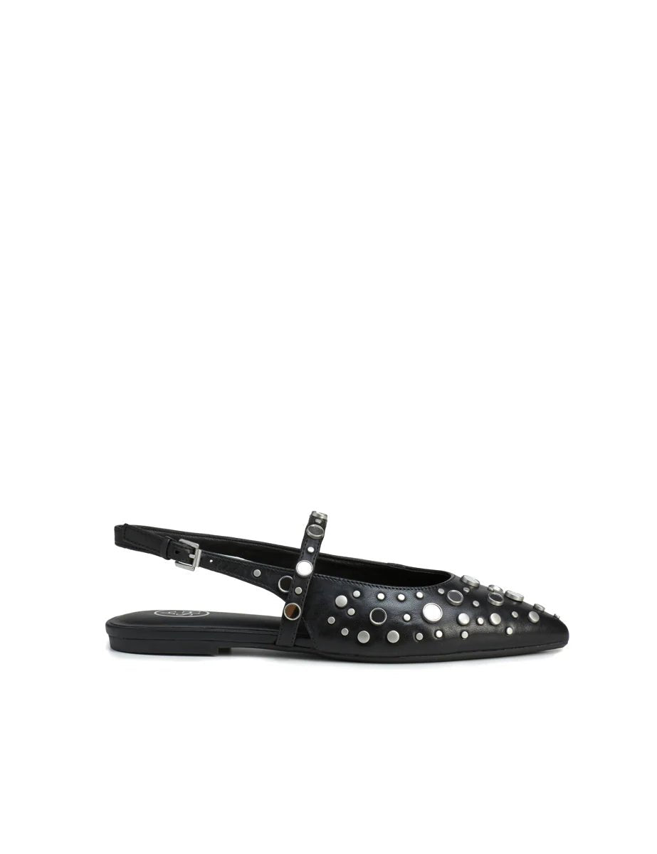 slingback flat studs black - ash - flat