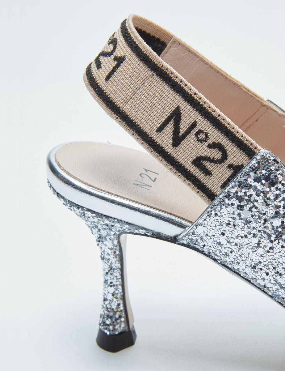 slingback punta glitter silver - n21 alessandro dell'acqua - slingback