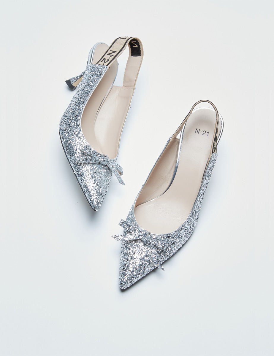 slingback punta glitter silver - n21 alessandro dell'acqua - slingback