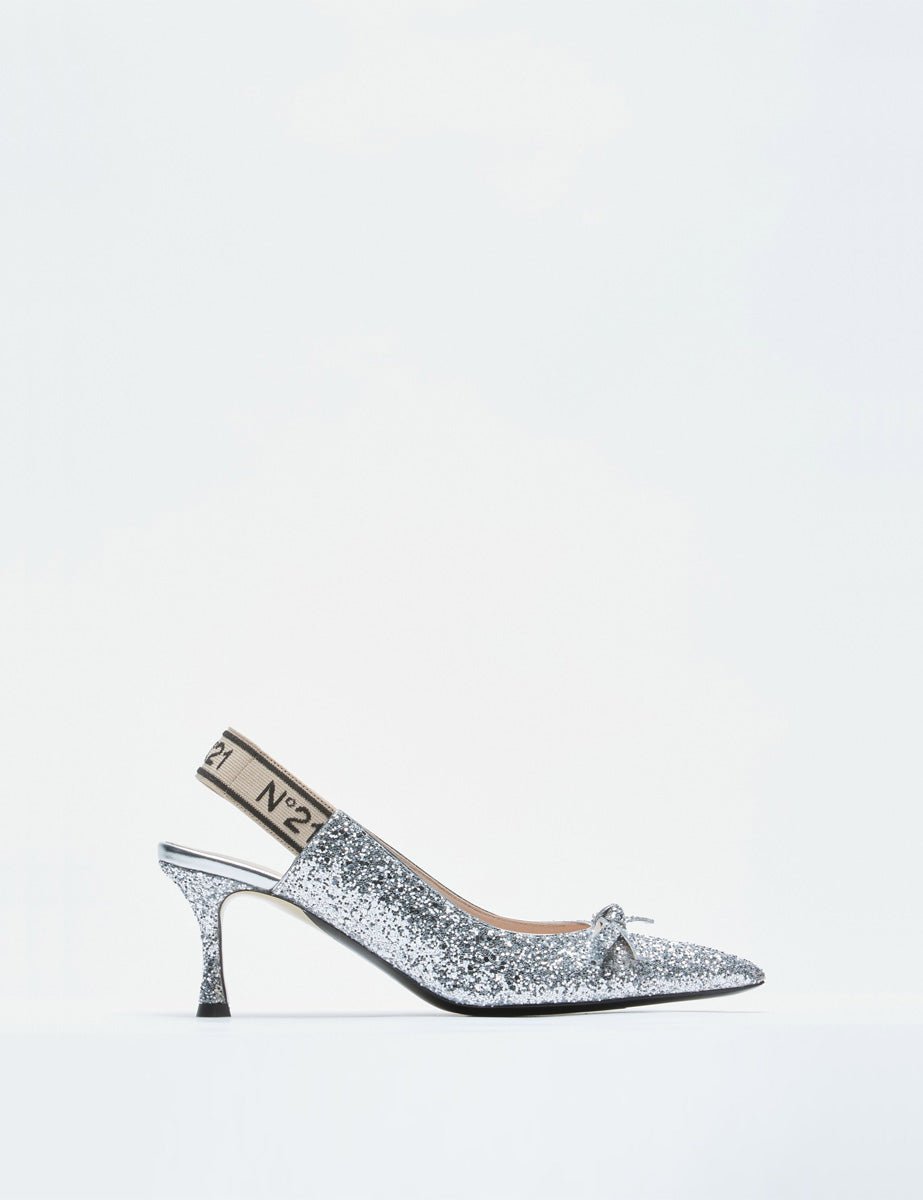 slingback punta glitter silver - n21 alessandro dell'acqua - slingback