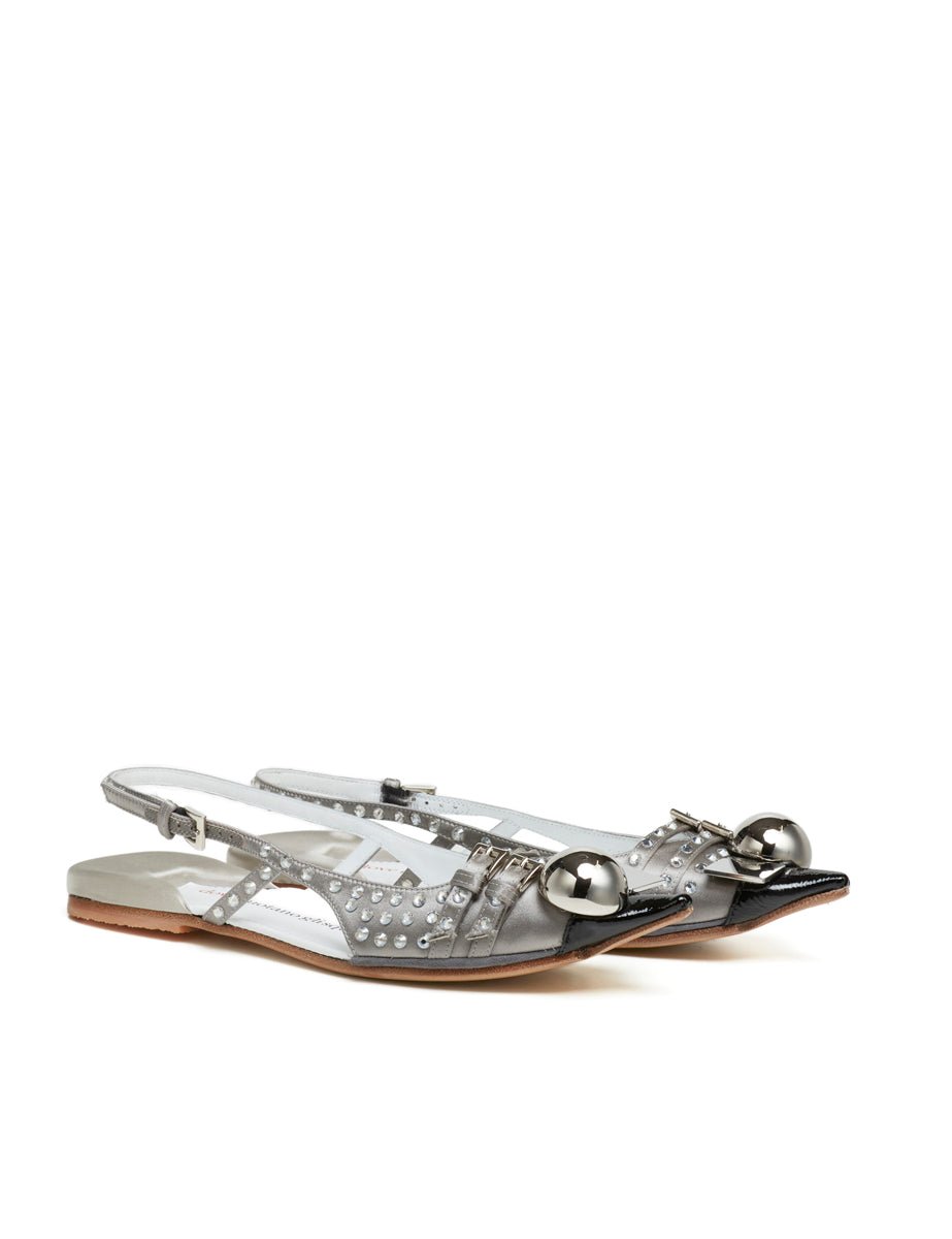 slingback strass grigio nero - dove nuotano gli squali - flat