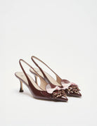 slingback tacco frange e borchie bordeaux - Frida SRL